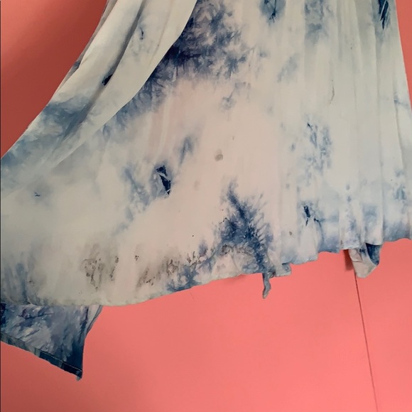 Blue and white rye dye halter tie bohemian dress S - Picture 4 of 5